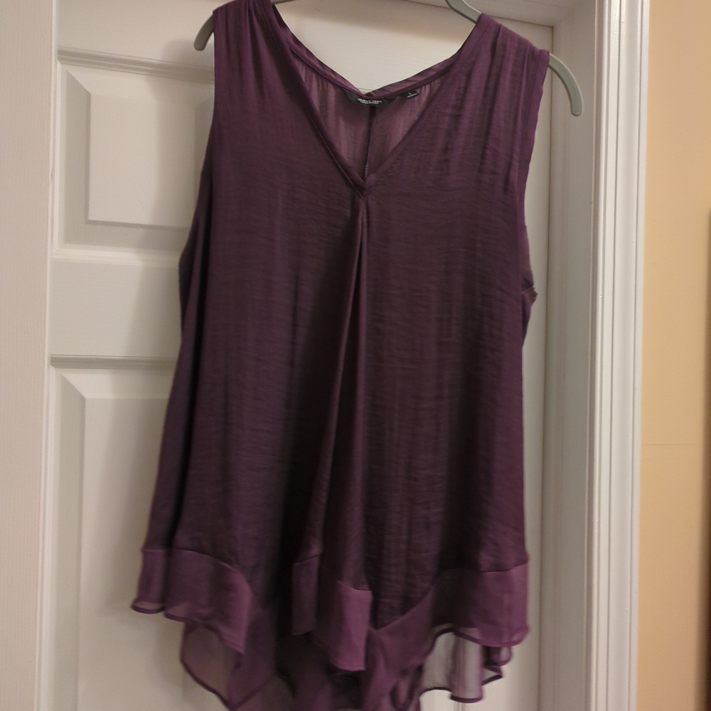 Joseph A Purple Asymmetrical Tie Front Tank Top